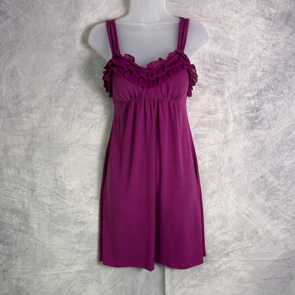 VTG Y2K Babydoll top Dress sz M Ruffle whimsigoth Purple Tie Back Fairy Grunge - Picture 1 of 8